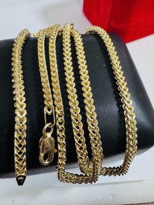 18K 750 Real Yellow Gold Wheat Link Chain Necklace 22 -21.8  Inch 10.4g 3.2mm