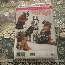 Simplicity 1031 Steampunk Dog Costumes Pattern SML Coat Hat Neck Ruffle UC FF
