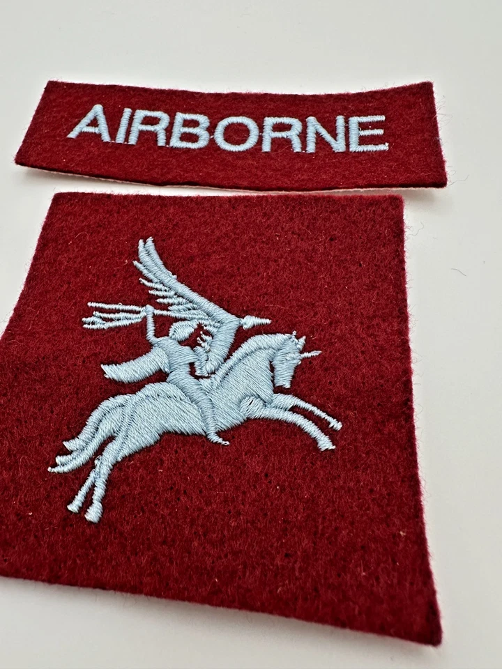 British Airborne Pegasus Patch Paratrooper Insignia Maroon Felt Badge UK Repro - Image 2 of 2