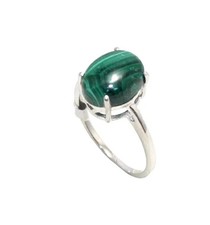 Ring 925 Sterling Silver Women Natural Malach...