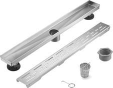 Brushed Stainless Steel 36-Inch Linear Shower Drain with Removable Cover