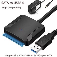 USB 3.0 to SATA III Adapter For 2.5" 3.5" SSD HDD Hard Drive - With Power Supply