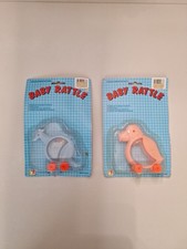 Lot Of 2 Vintage Baby Rattle Toys Animals Kangaroo Parrot New Sealed
