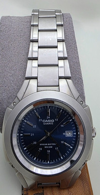 CASIO CLASSIC DRESS DATE WATCH WITH BLUE DIAL, STAINLESS STEEL MTP-3050