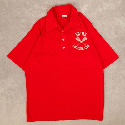 Vintage 80s Brine Lacrosse Single Stitch Polo Graphic T-Shirt XL Herren rot 