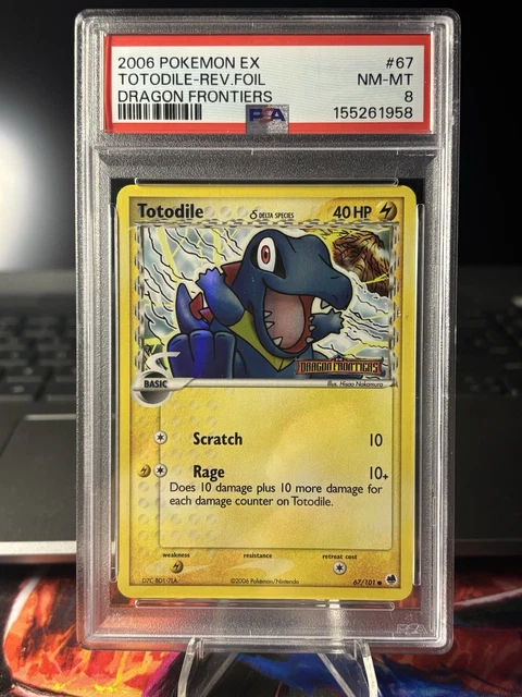 PSA 8 Totodile Delta Species 67/101 EX Dragon Frontiers Reverse Holo 2006