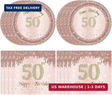 50th Birthday Decorations for Women, Rose Gold Fifty Year Old Party Supplies Inc