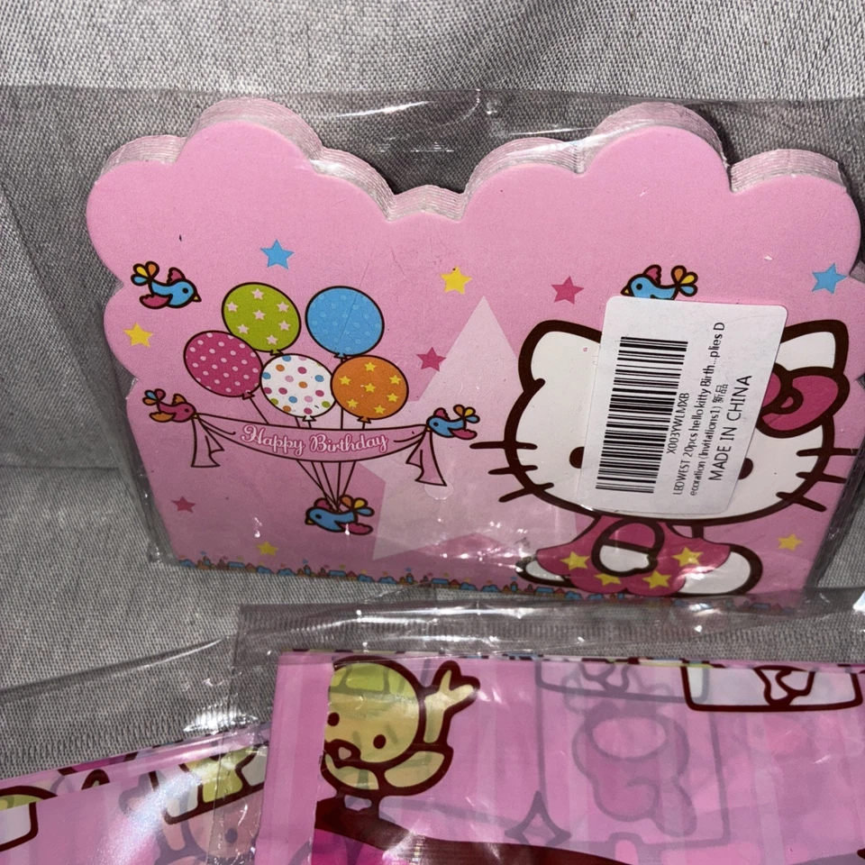 Hello Kitty 20-Invitaciones de Cumpleaños y 2 Fundas de Mesa-Sin Sobres Foto 3 de 4