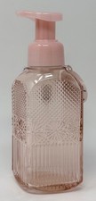 BATH BODY WORKS PINK FLOWER GLASS GENTLE FOAMING HAND SOAP DISPENSER HOLDER PUMP
