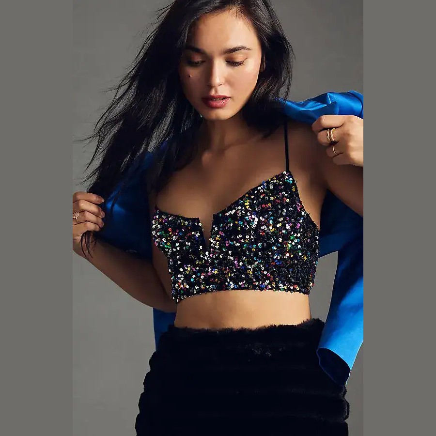 NEW Sizes XS, S The Eve Sequin Longline Bralette - Novelty by Anthropologie
