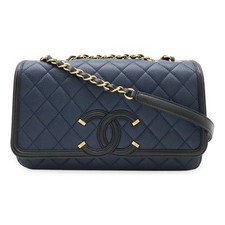 Chanel Caviar Cc Filigree Flap Bag Navy Women Blue One Size
