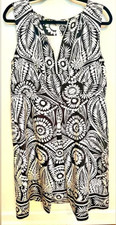 Banana Republic 100% Silk Dress Black/White Sleeveless-size 8 MSRP:  $134