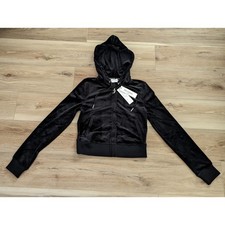 NWT Juicy Couture OG Big Bling Velour Hoodie in Liquorice sz S