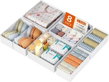 8 Pack Foldable Fabric Drawer Organizers for Clothes Underwear Socks