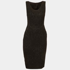 Dolce Gabbana Black Jacquard Sheath Dress S