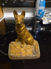 Bronzed Cast Iron German Shepherd Belgian Malinois Doorstop Bookend Figurine
