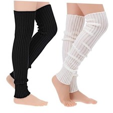 Leg 2 Pairs Warmers for Women, Leg Warmers 80s Ribbed Knitted Long Socks for