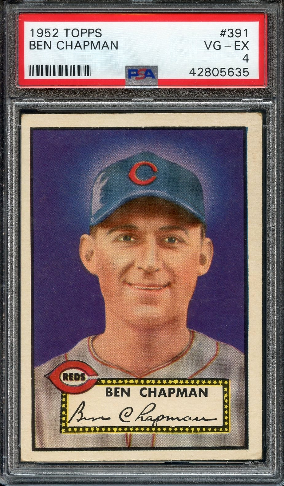 1952 Topps Tough High #391 Ben Chapman PSA 4 Outstanding Color! Cincinnati Reds