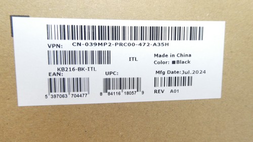 NEW Dell KB216 ITALIAN Slim Office Multimedia Desktop Keyboard (BLACK) - 39MP2 - Picture 3 of 4