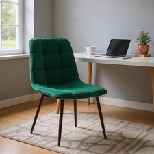 Stylish Green Velvet Dining Chairs Cushion Padded Metal Legs for Home & Kitchen