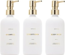 HOMCDALY Shampoo and Conditioner Dispenser, 21oz 3-Pack Refillable Pump Bottles