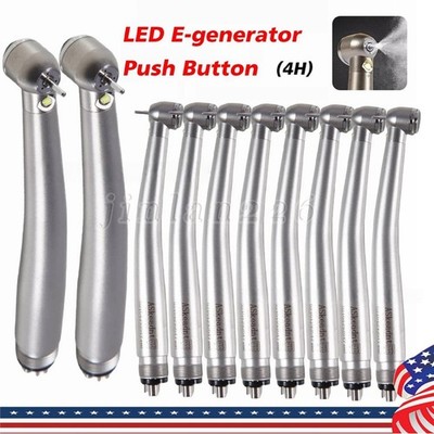 1-10 Pcs Dental high speed handpiece fiber optic LED E-generator 3 Spray 4 holes