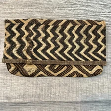 GLOBAL GIRLS African Kuba Cloth Raffia Clutch Bag Handbag
