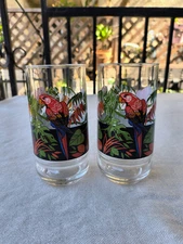 Set of 2 Vintage Luxus by Crisa Tropical Parrot Drinking Glasses