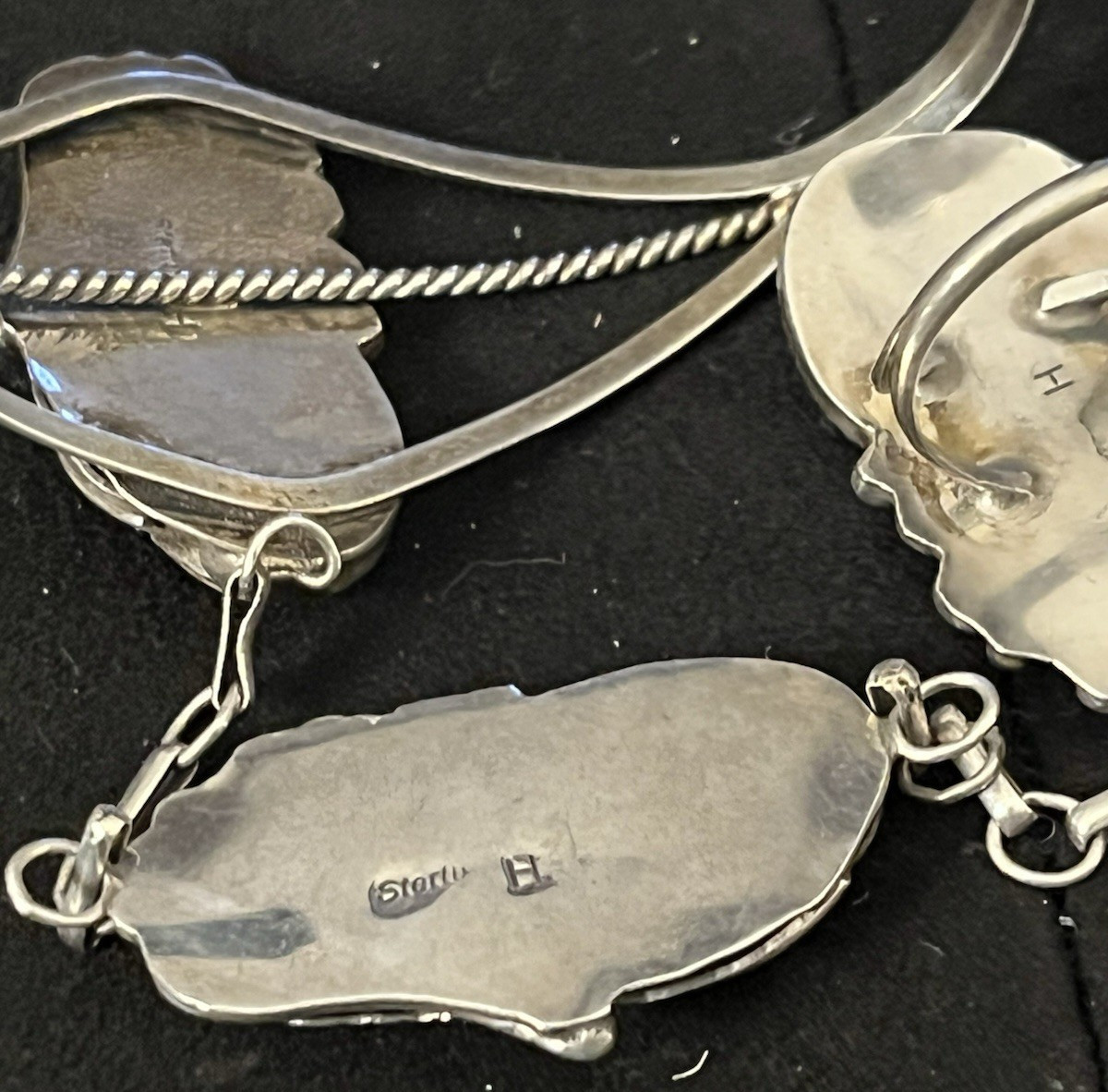 H Signed Native American Slave Cuff Bracelet Vint… - image 3