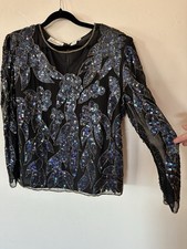 Vintage Evening Entry 100 Silk Sequin 1980S Blouse