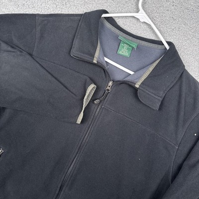 L.L. Bean Jacket Mens Medium Black Fleece Polartec Full Zip Pockets Outdoor