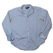 Men's Polo Ralph Lauren Estate Classic Fit Blue Stripe Longsleeve Shirt 16 34/35