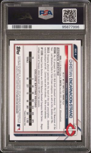 Bowman Draft Sapphire 2021 Christian Encarnación-Strand 1st Rookie Reds - PSA 9 - Imagen 2 de 2