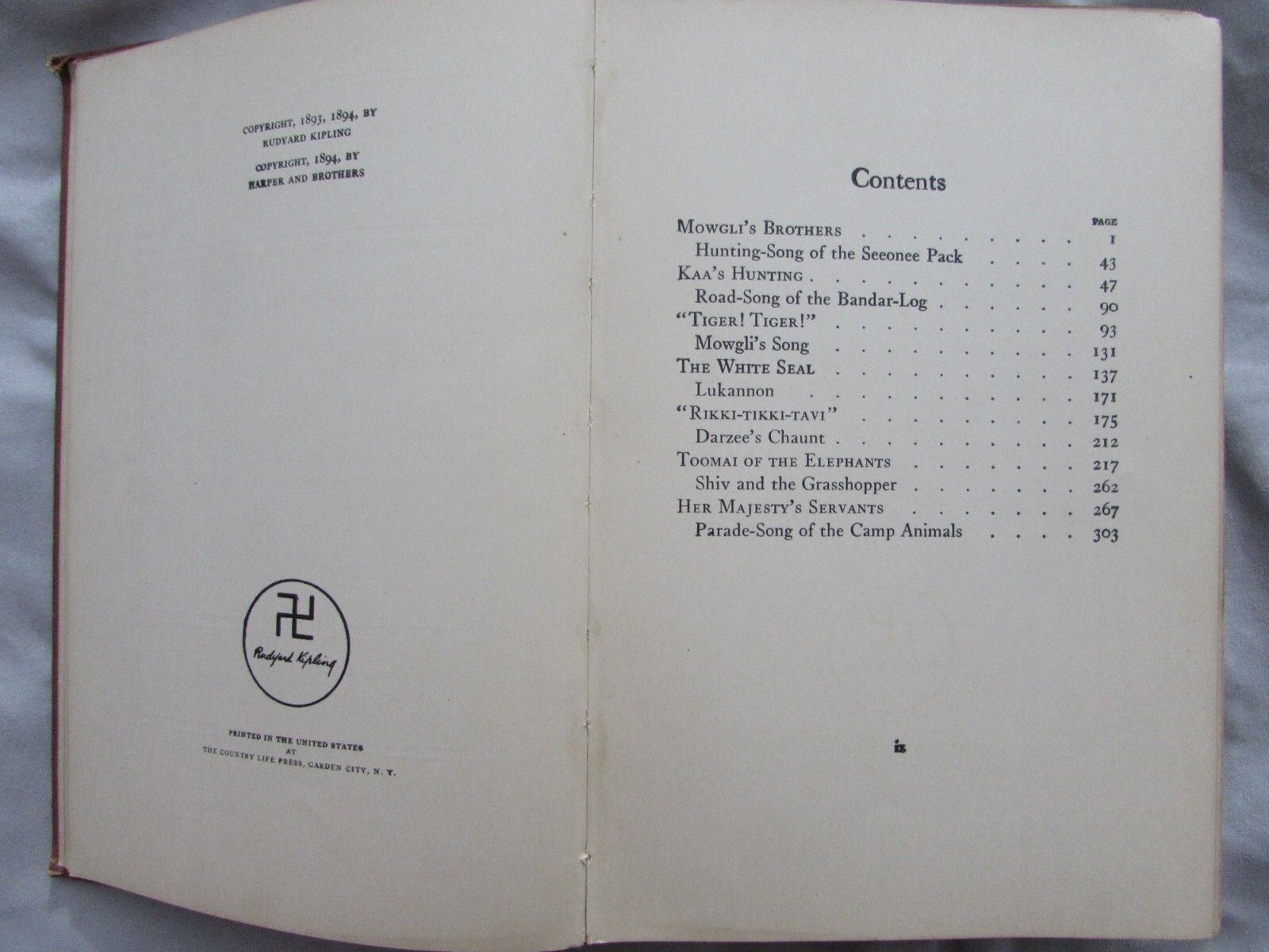 The Jungle Book Rudyard Kipling School Edition Book Vintage Rare Antique Classic