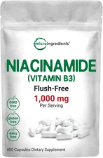 Micro Ingredients Vitamin B3 Niacinamide 1000mg, 400 Capsules, Flush Free Niacin