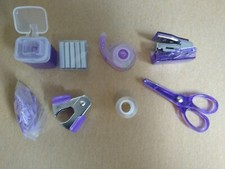 9 pc. Mini office Travel supply kit scissors sharpener stapler tipe dispenser