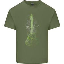 Green Guitar Tree Guitarist Acoustic Mens Light Cotton T-Shirt