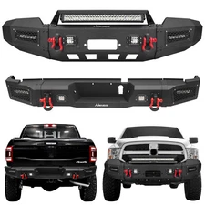 Front Bumper and Rear Bumper Fits For 2019-2022 Dodge RAM 2500丨3500 w/ LED Light