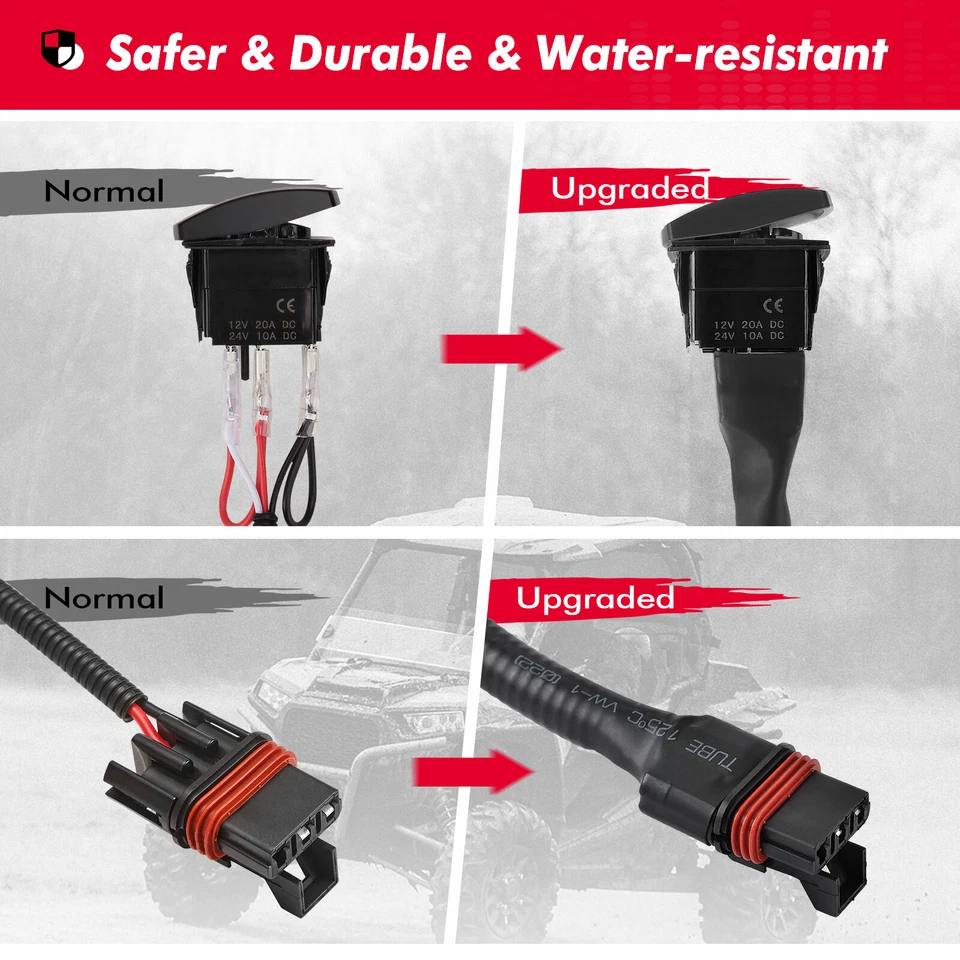 UTV Horn Kit w/ Rocker Switch For Polaris RZR General Ranger Can-Am Maverick X3 - Image 3 of 4