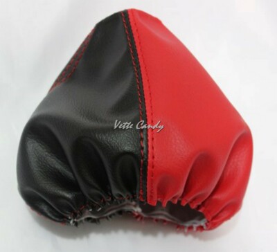 Leather Automatic Shift Boot Fit 05-13 Corvette C6 2 tone Red/Black w ...