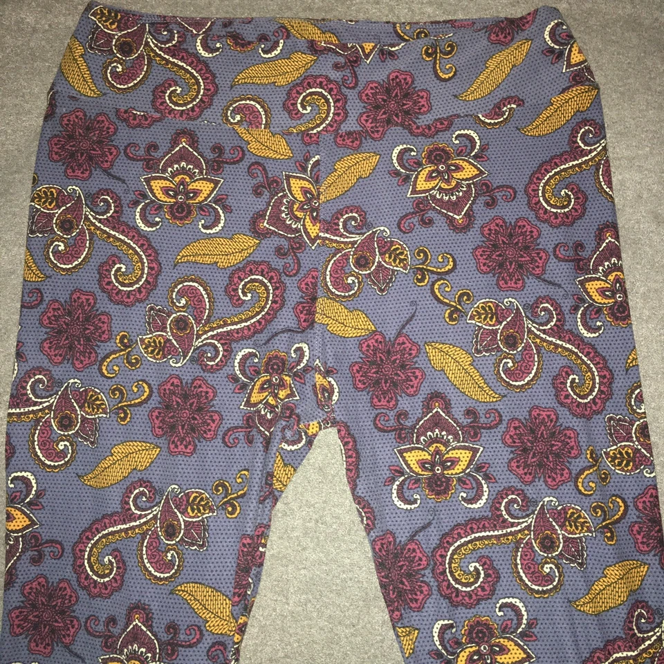 LuLaRoe Size TC Blue Background With Paisley/Floral Print HTF Unicorn Leggings - Image 3 of 4