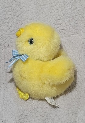 Chosun Small Baby Yellow Duck Chick 6'' Plush Toy With Blue Easter Ribbon *Read 