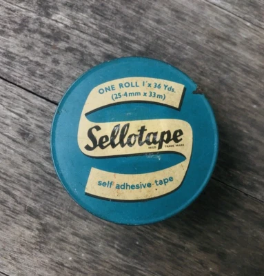 Vintage Sellotape ORIGINAL Tin Round Box Empty 1960s Blue 25.4mm x 33mm - Image 1 of 4