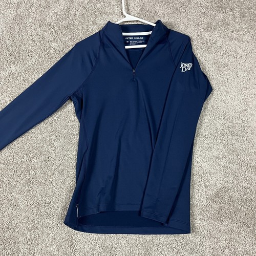 Peter Millar Women's Medium 1/4 Zip Pullover Navy Golf Raglan-Sleeve Perth Layer - Picture 6 of 13
