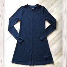 Topshop Crewneck Ribbed Sweater Dress Blue & Black Size 2