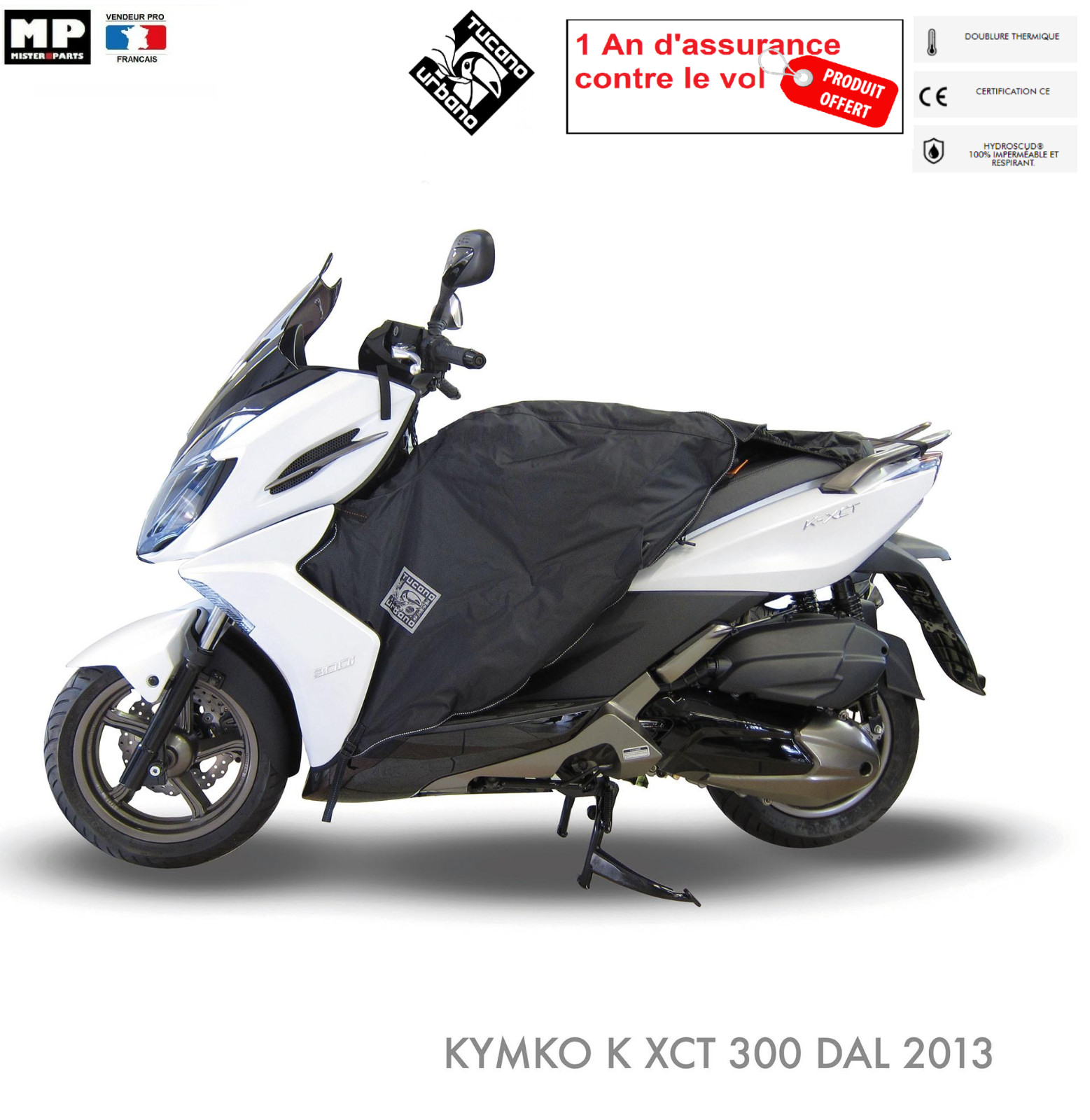 Tablier scooter Tucano Termoscud R162 pour Kymco K-XCT 125/300 noir étanche