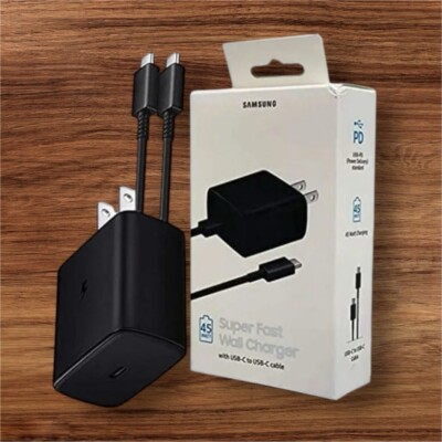 Original Samsung Galaxy S22 Ultra 45 Watt Super Fast Charger & USB-C Cable
