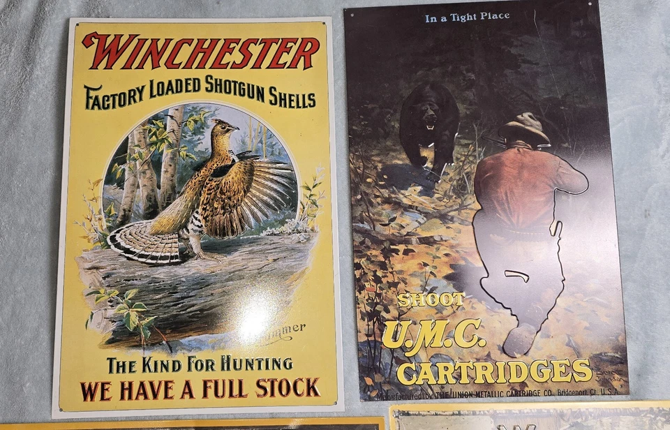 Винчестер заводской заряженный дробовик гильзы новинка металлический знак 16 «x 11» лот из 4 - Изображение 2 из 4