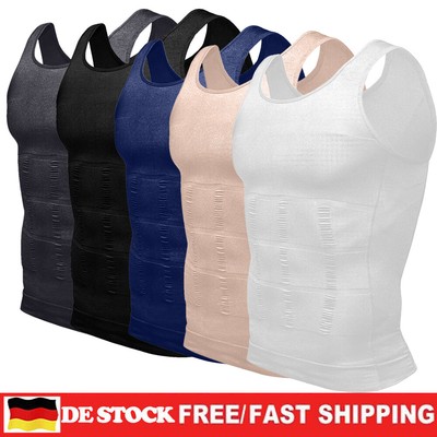 Herren Kompression Unterhemd Body Shaper Bauchweg T Shirt Tank Top Mieder Weste