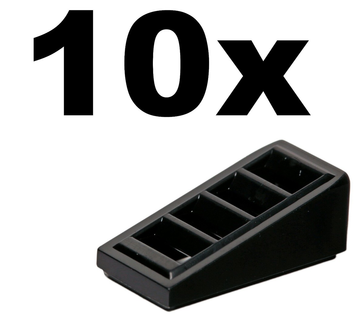 NEW LEGO - SLOPES - 1 x 2 - (18 2 x 1 x 2/3) w/ 4 Slots Black x10